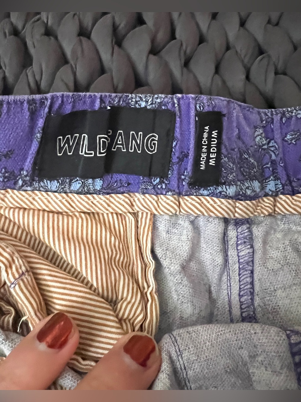 Wildfang Essential Drawstring Pant blue and purple floral medium - Picture 4 of 5